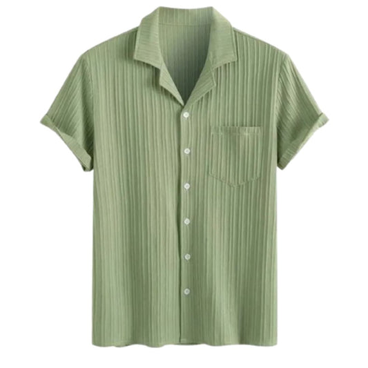 Camisa Casual Texturizada Camisa Casual Texturizada (Verde) - Camisas Masculinas 0004 Linvus Verde P 