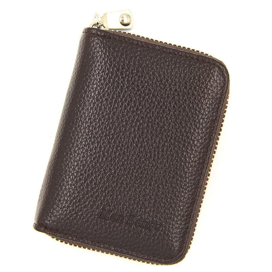 Carteira Genuine PU Leather Mens Wallet Credit Card Holder Blocking Zipper Pocket Men Bag Multicard Fashion Black Zipper Walet Linvus 