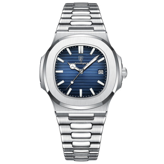 Relógio Masculino de Luxo Poedagar Linvus Silver Blue 