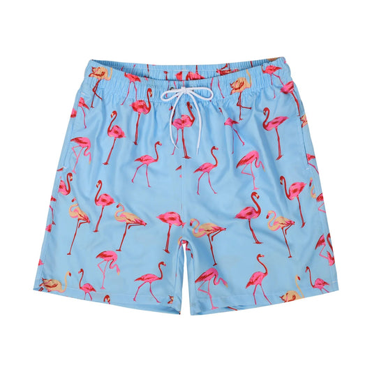 Short Praia Masculino Estampado Short Praia Masculino Estampado (Azul Estampado Flamingo) - Shorts Masculinos 0002 Linvus 