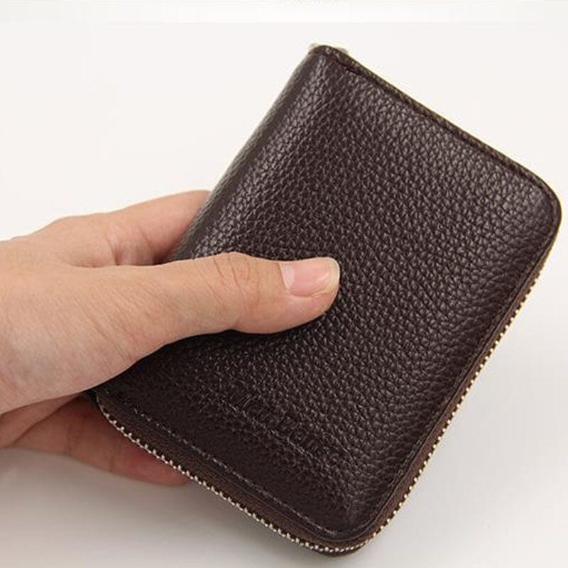 Carteira Genuine PU Leather Mens Wallet Credit Card Holder Blocking Zipper Pocket Men Bag Multicard Fashion Black Zipper Walet Linvus 