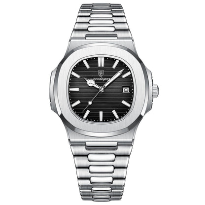 Relógio Masculino de Luxo Poedagar Linvus Silver Black 